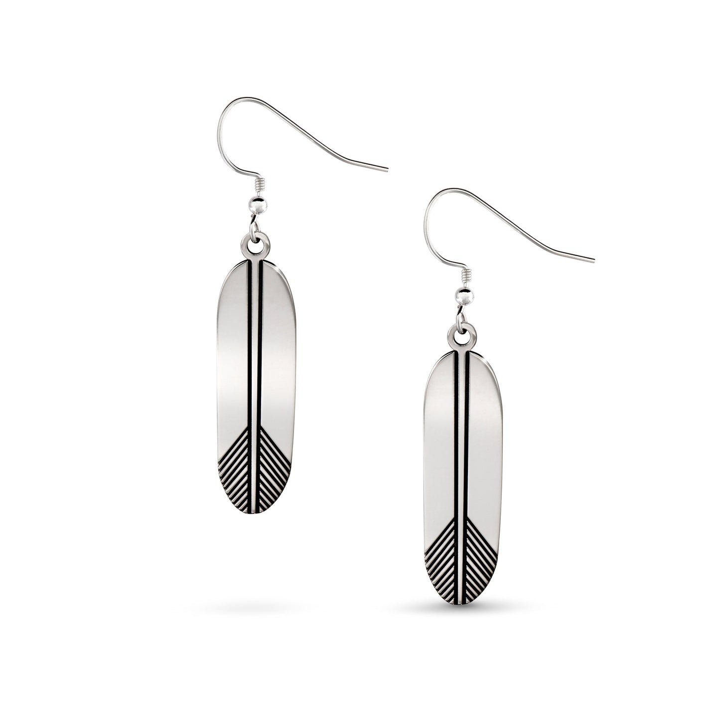 SILVER FEATHER EARRINGS Spiritual Journey + Honour