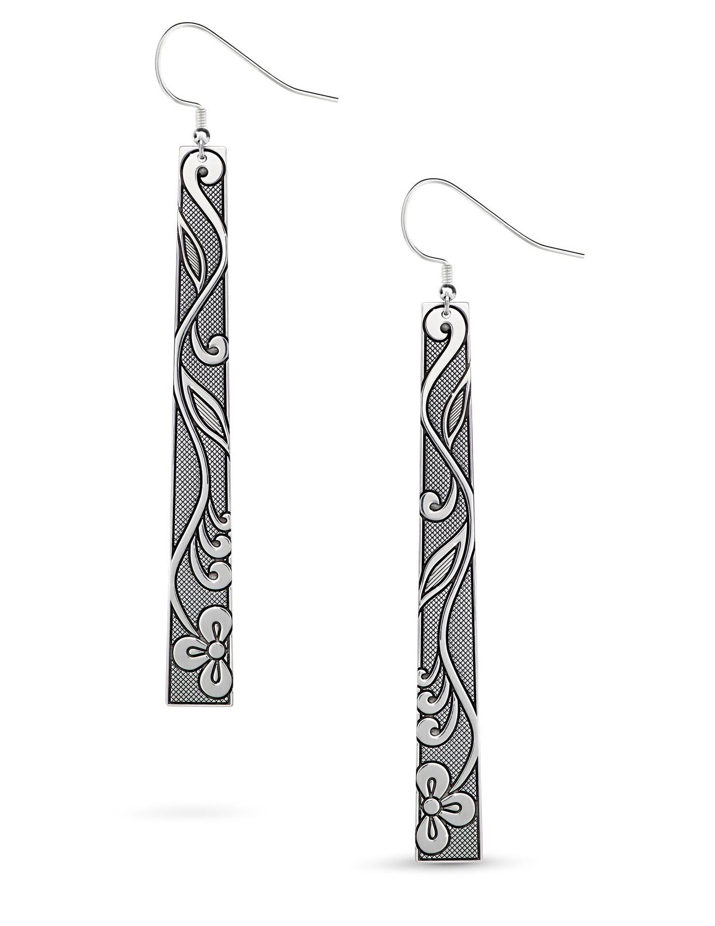 SILVER FLORAL BEADWORK DANGLE EARRINGS Celebration+ Connection